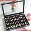 Jewelry Boxes Transparent Glass Lid Jewelry Box Velvet Jewelry Holder Gift Box Earring Ring Necklace Portable Display Organizer 230515