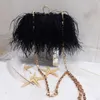 Shoulder Bags Women Famous Brands Handbag Ostrich Feather Clutch Luxury Feathers Designer Chain Evening Party 230426