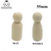 Zęby małe zabawki 50pcs mężczyźni kobieta mieszana zwykłe puste naturalne drewno ludzie Peg lalki niepomalowane figurki ciasto weselne rodzina Peg Dolls Prezent 230516