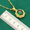 Wedding Jewelry Sets Arrivals Gold Color Jewelry Sets For Women Wedding Green Zircon Bracelet Ear Clip Earrings Necklace Pendant Ring Gift 4PCS 230516