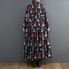 Casual Dresses Spring Autumn Oversize Korean Long Sleeve Woman Dress Vestidos Plus Size Fashion Print Vintage Maxi Shirt For Women