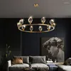 Chandeliers LED Postmodern Crystal Designer Round Chandelier Lighting Suspension Lampen For Dinning RoomLight Luxury