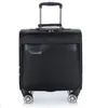 Aankjes 18 inch Men Spinner koffer voor reis trolley PU Rolling Bagage Bag op wielen Bagage wielen
