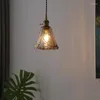 Pendant Lamps Nordic Japanese Vintage Brass INS Glass Small Chandelier LED Bedroom Bedside Balcony Bar Kitchen Porch Ceiling Decorative