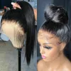Peruvian 360 Full Curace Froadal Human Wig Wig Prucked Long Bone Straight 13x4 HD Прозрачный кружевный парик для женщин черный /красный /светло -светлый /серый синтетический парик