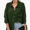 Women's Polos 2023 Spring/Summer Solid Color Shirt Women's Vintage Pocket Europe And America High Quality Light