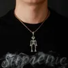 Creative Exagéré Squelette Pendentif Collier Coloré bling zircone cubique Hip Hop Crâne Humain Épissage Modélisation Bijoux Rock Pierre Précieuse Collier Halloween Cadeaux