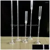 Candle Holders 10pcs Centrum dekoracji Candelabra Clear Holder Acryl Crystal Candlesticks for Party Event Road prowadzący D DHHV5