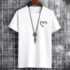 Camisetas para hombre JFUNCY Oversize Summer Men's Cotton Tee Shirts Men Casual T-shirt Simple Love Heart Print Camiseta O-cuello Manga corta Hombre Tops 230515