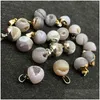 Pendant Necklaces Natural Opening Smile Agate Crystal Sand Bead Stone Men And Women Diy Necklace Jewelry Making Jewelrys Drop Delive Dhlpm