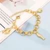 Braccialetti con ciondoli Bracciale per donna Catene a mano di pesce romantico Moda gioielli africani di Dubai Regali di gioielli regolabili in rame placcato oro 24k