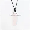 Pendentif Colliers Corde Noire Tissé Irregar Agates Bande Pierre Guérison Cristal Quartz Pilier Collier Bijoux Femmes Hommes Drop Dhgarden Dh6N1