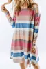 Rainbow Long Sleeve Stripes Mini Dress 2023 Hot New C3JL#