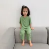 Pyjamas 1 6 Tahun Set Pakaian Bayi Warna Solid Laki Laki Perempuan Modal Musim Panas Anak Uniseks Piyama 2 Potong 230516