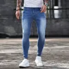Dżinsy męskie dżinsy męskie elastyczne talia chude dżinsy niebieskie dżinsowe spodnie Hip Hop Denimowe dżinsy