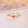 Klusterringar 14k guld smycken rubin ring för kvinnor bague eller jaune anillos de röd ädelsten bröllop 14 k bizuteria anel