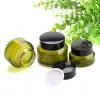 15g/30g/50g Classic Green Glass Cream Jar Empty Refillable Cosmetic Lotion Lip Balm Eye Cream Body Facial Mask Makeup Sample Storage Container