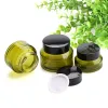 15g/30g/50g Green Glass Cream Jar Empty Refillable Cosmetic Lotion Lip Balm Eye Cream Body Facial Mask Makeup Sample Storage Container factory outlet