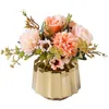 Decorative Flowers Home Decor Artificial Decoration Accessory Indoor Simulation Tabletop Ornaments Creative Ceramic Vase Gifts