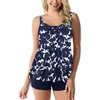 Dames badmode dames zwemjurk apart tankini buikbedekking met bedrukte bokser trunks bikini zwempak voor tieners meisjes