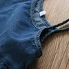 Clothing Sets Humor Bear Summer Girls' Clothing Sets Korean Denim Suspender Jacket TopWide Leg Pants 2Pcs Casual Kids Clothes 230516