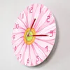 Horloges Murales Rose Aquarelle Gerbera Daisy Fleur Imprimé Horloge Montre Botanique Motif Non-Ticking Mouvement Silencieux Horologe Design Moderne