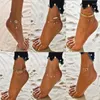 Anklets Boho Beads Anklet for Women Summer Association Beach Barefoot Multilayers قابل للتعديل على أساور الكاحل