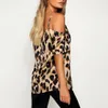 Blouses Womens camisas de leopardo casual camisa de manga curta Mulheres elegantes Office Lady ombro frio verão #T2P 230516