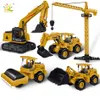 Diecast Model Car Huiqibao Engineering Plastic Inertia Car City Construction Excavator Crane Dump Truck Classic Vehicle Toys for Children 230516