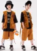 Bühnenkleidung Kinder Jazz Kostüm Hip Hop Lose Weste Shorts Sommer Jungen T-shirts Mädchen Konzert Show Modern Dance Kleidung BL10534