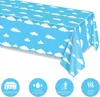 Table Cloth 1PC Blue Sky White Clouds Tablecloth 137 274cm Plastic Disposable Rectangle Cover For Wedding Cartoon Birthday Party Decor