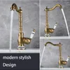 Bathroom Sink Faucets Roman Bronze Tap Swivel Ceramic Handle Round Body European Antique Basin Faucet Bathrooms Kitchen Accessories