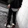 Mens Pants Black Cargo Urban Hip Hop Streetwear Long Straps Joggers Oversized Buttons Split Sweat European American 230516