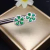 Stud Earrings Flower Earring Natural Emerald Real Original 925 Sterling Silver Gem 3 4mm 10pcs