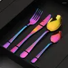 Dinnerware Sets Stainless Steel Western Cutlery 24-piece Gift Box Set Titanium Plated Steak Gold Silverware Plates