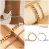 Anklets Beach Crystal Anklet For Women Gold Sier Color Cuban Chain Boho Ankle Bracelet On Leg Foot Bracelets Bohemian Jewelry Drop De Dhqzz