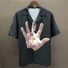 Chemises décontractées pour hommes Chemise à motif imprimé palmier à manches courtes Chemise décontractée pour hommes Streetwear Été Camisa Masculina Contraste de couleur Chemise bleue 230515
