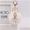 حلقات رئيسية 8cm نساء Pompom Plush Ring Pom Dancing angel keyring Fluffy Rex Rabbit Fur Ball -keychain keychain charm 199 r2 dro otvt3