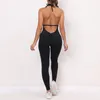 Gym kleding wmuncc jumpsuit vrouwen sexy blackless vastgebonden set uit één stuk met borstkussen ademende sportkleding