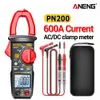 클램프 미터 Aneng PN200 디지털 클램프 미터 DC/AC 600A 전류 4000 카운트 멀티 미터 전류계 전압 테스터 자동차 HZ 커패시턴스 NCV OHM TEST 230516