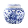 Storage Bottles Blue White Porcelain Jar Nuts Tea Leaf Holder Ceramic Can Jars Lids Canister Sealed Snack Container Dried Fruit Spice