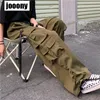 Men's Pants Men's Military Green Overalls Elastic Waist Trousers Men's Straight Loose Versatile Multi-Pocket Wide-Leg Black Casual Pants 230516