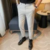 Men's Suits Summer Crown Embroidery Business Dress Pants Men Ankle Length Slim Casual Office Social Suit Wedding Party Trousers 2023