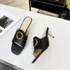 Designer luxury High Heels Dress Shoes brand Slippers Mules Slides Footwear Rhinestone real silk Chunky Block Slip-On Open Toe fashion Street Style sandal