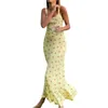 Sukienki zwyczajowe sukienki imprezowe WSEVYPO Summer Floral Suspender Maxi Sundress Holady Beach Kobiet Straps bez rękawów sukienka Fishtail Sukienka Backless 230517
