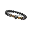 Beaded Crown Gems Män och kvinnor Armband Wolf Head Natural Stone Rostfritt stål Temperament Fathers Day Gift 12st Drop Delivery Je DH1OY