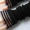 Vijf vingers handschoenen vrouwen geribbeld gebreide armwarmers ruches ruches kanten nep manchetten mouwen vingerloos h05d