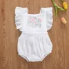 Rompers Citgeett Summer Born Infant Baby Girls Flowers Print Cruffles Short Sleeve Cotton Backless Beading Beysuits Beadybled Complement 230516