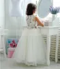 Girl Dresses Girl's Ivory White Flower Dress Beaded Lace Applique Children Wedding Gown Princess First Communion