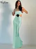 RUKAS Strapless Solid Flower Lace Up Hollow Out Elegant Sexy Slim Maxi Prom Dress 2023 Summer Women Birthday Party Clothes